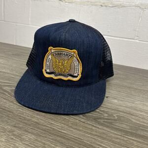 Vintage Carhartt Hat Cap Snap Back One Size Denim Centennial Trucker Patch 80s